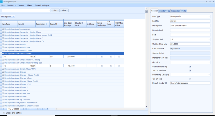 Landscape business software Asset navigation