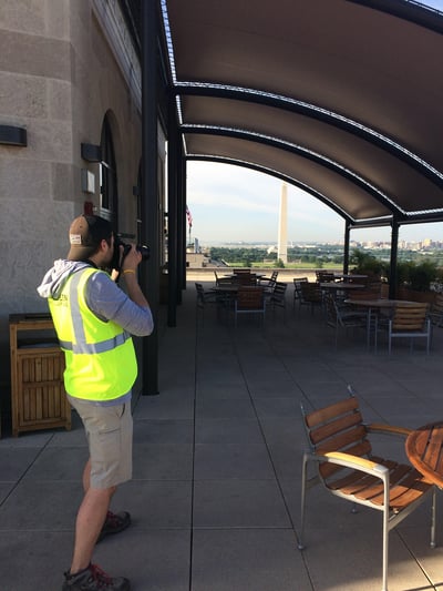 Professional landscaping photographer taking photos