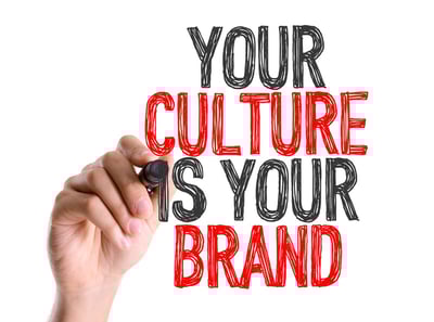 Hand with marker writing Your Culture Is Your Brand