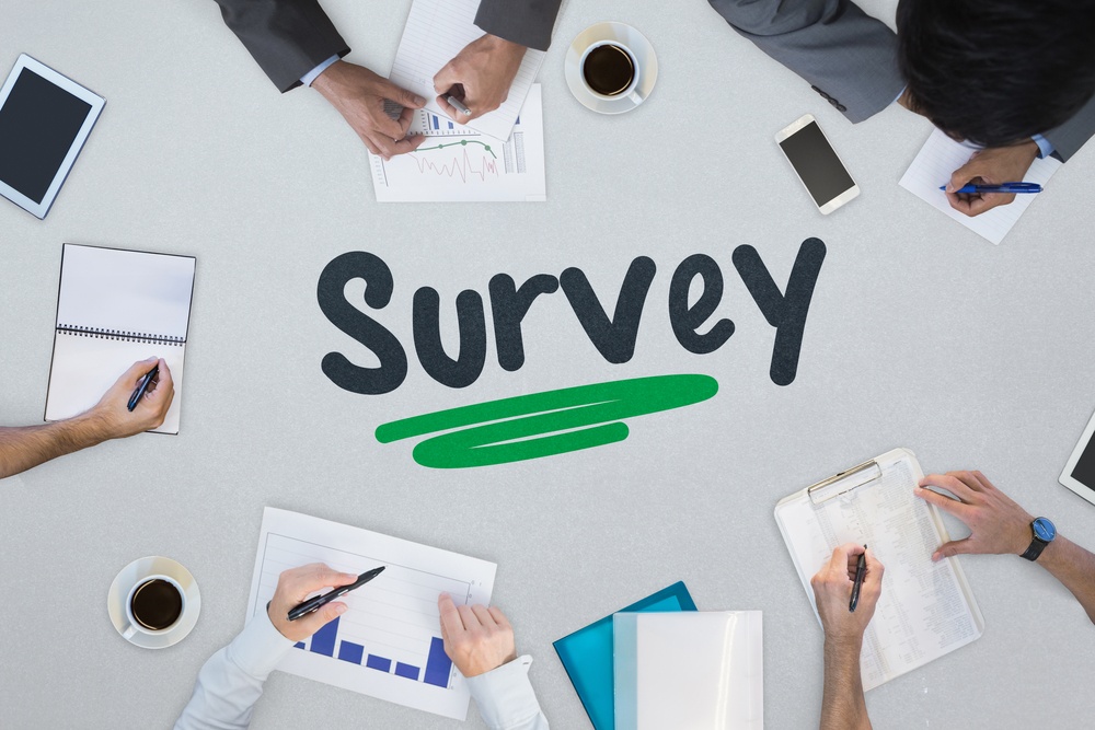The word survey with customer survey data