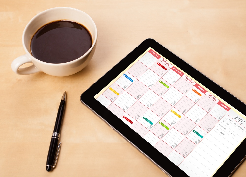 Tablet with calendar to schedule meetings