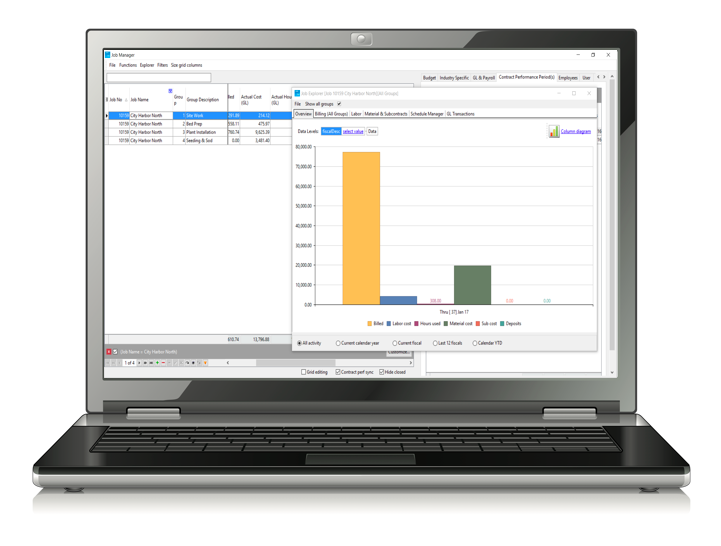 Landscape business software job costing graph